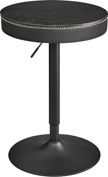Furnstar - Bar Tafel - In Hoogte Verstelbaar - Kleine Tafel met Opbergruimte - Kunstleer - Naden - Mid-Century-Moderne Stijl - Keuken - Huisbar - Woonkamer - Zwart