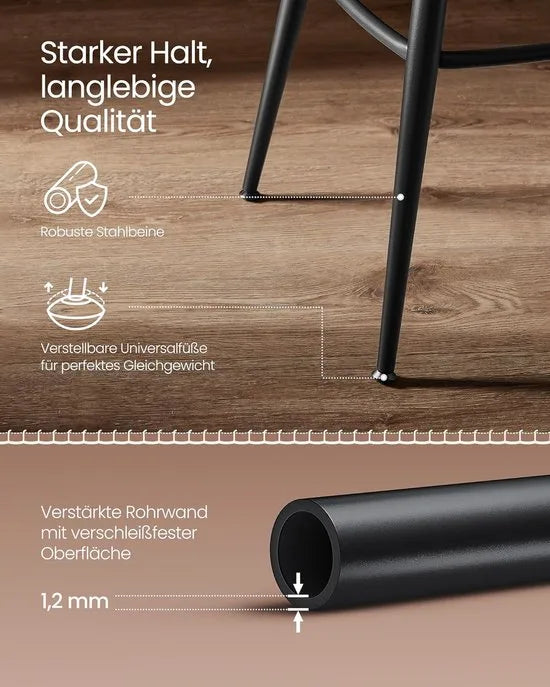 Furnstar - Barkruk set van 4 - 360° draaibare barkruk - Kruk met rugleuning voor keukeneiland - Kunstleer met naden - Mid-Century moderne stijl - 65 cm hoog - Keuken huisbar - Karamelbruin