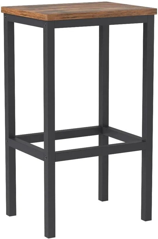 FurnStar barkruk, set vFurnstar Set van 2 Barkrukken – Industriële Barstoelen – Hoge Eetkamerstoelen met Voetsteun – 65 cm Zithoogte – Vintage Bruin/Zwart – Belastbaar tot 120 kg