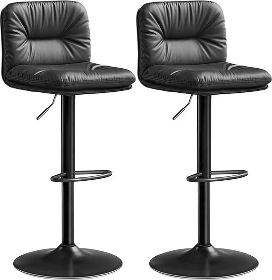 FurnStar - Barkrukken set van 2 - Barstoel Kruk - Barstoelen met rugleuning - Keukenstoel - Zwart