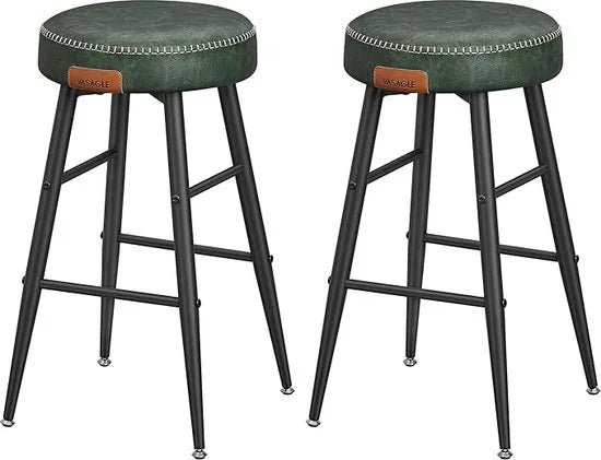 FurnStar - Barkrukken set van 2 - Barstoel Kruk - Industrieel - Keukenstoel - Groen