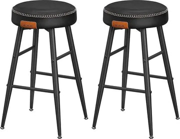 FurnStar - Barkrukken set van 2 - Barstoel Kruk - Industrieel - Keukenstoel - Zwart - 49,5 x 49,5 x 63 cm