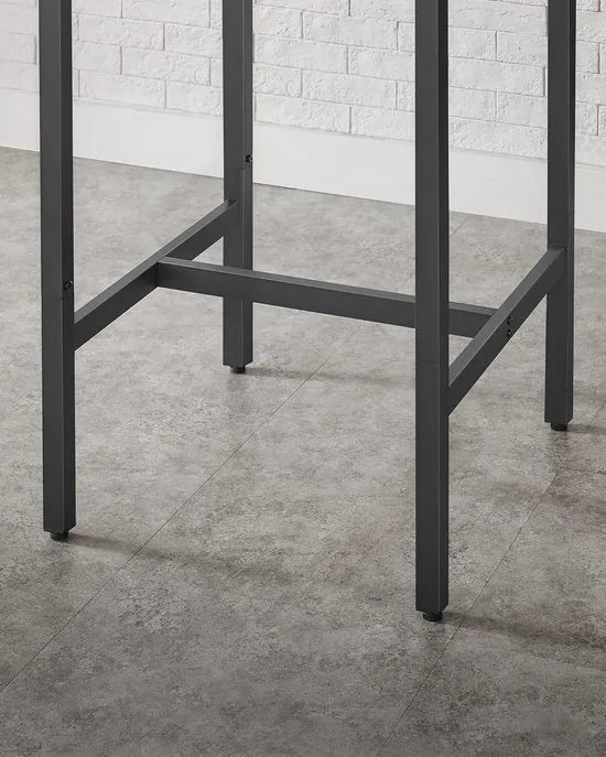 Furnstar Bartafel 60x60x92 cm – Hoge Keukentafel – Vierkant – Stabiel Stalen Frame – Industriële Stijl – Vintage Bruin/Zwart