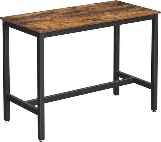 Furnstar Bartafel Industrieel – Keukentafel of Eettafel – Metalen Frame – 120 x 60 x 90 cm - Vintage Bruin/Zwart