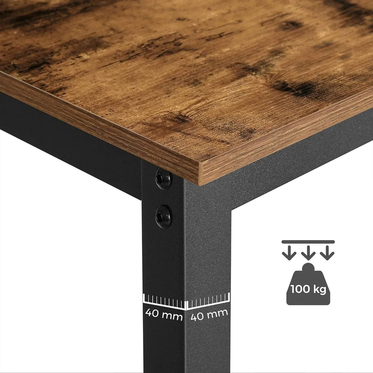 Furnstar Bartafel Industrieel – Keukentafel of Eettafel – Metalen Frame – 120 x 60 x 90 cm - Vintage Bruin/Zwart