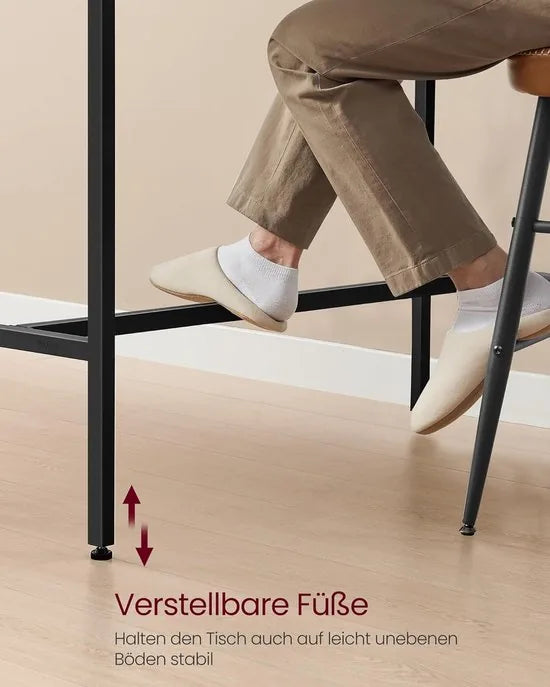 FurnStar - Bartafel - Statafel met Laadstation en Flexibele Lade van Vliesstof - Haken - 40 x 99,8 x 104,6 cm - Ebbenhoutzwart
