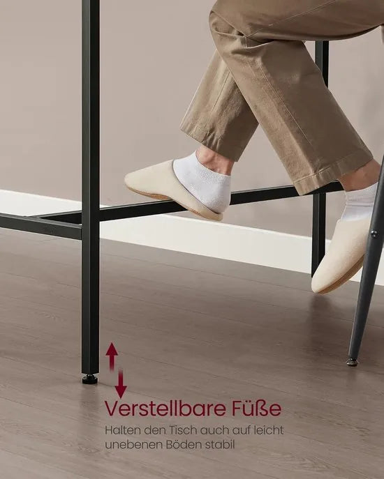 FurnStar - Bartafel - Statafel met Laadstation en Flexibele Lade van Vliesstof - Haken - 40 x 99,8 x 104,6 cm - Asbruin