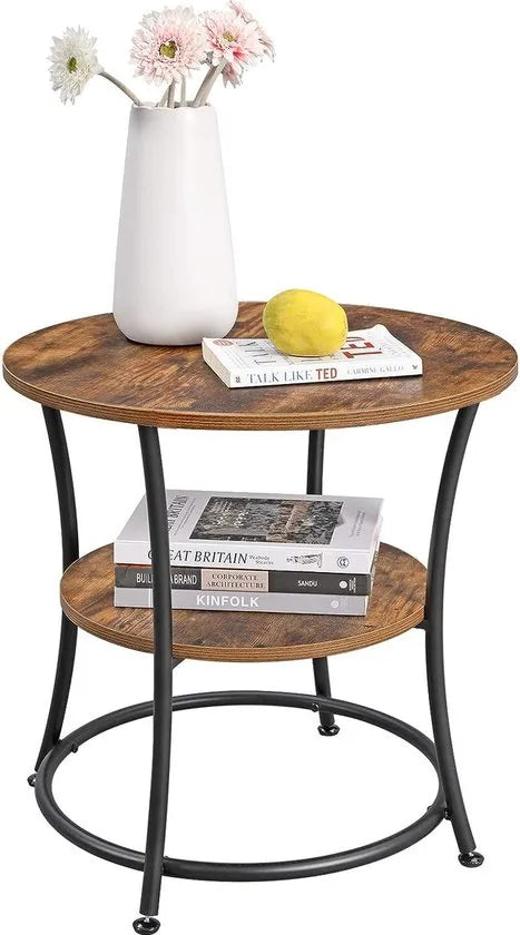 FurnStar bijzettafel - 2 planken - 55x55x55cm - Bruin