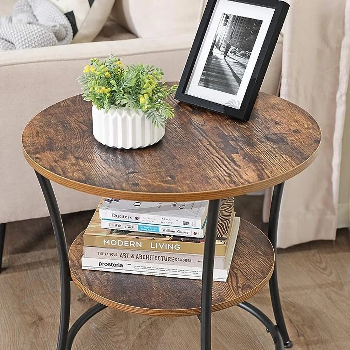 FurnStar bijzettafel - 2 planken - 55x55x55cm - Bruin