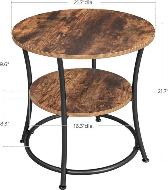 FurnStar bijzettafel - 2 planken - 55x55x55cm - Bruin