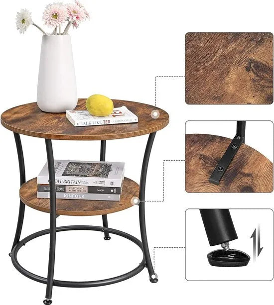 FurnStar bijzettafel - 2 planken - 55x55x55cm - Bruin