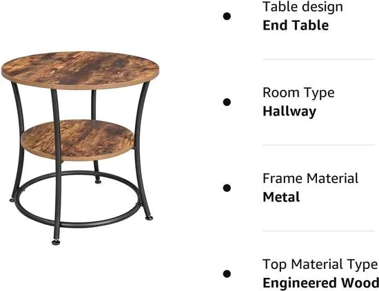 FurnStar bijzettafel - 2 planken - 55x55x55cm - Bruin