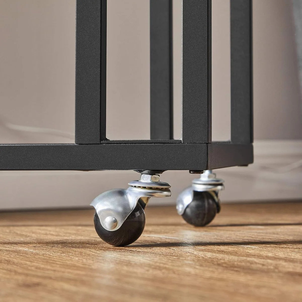 FurnStar - Bijzettafel - Banktafel met Wieltjes - C-Vorm - Mobiele Koffietafel - 35 x 50 x 60 cm - Woonkamertafel met Metalen Frame - Voor Koffie en Laptop - Industrieel Design - Vintage