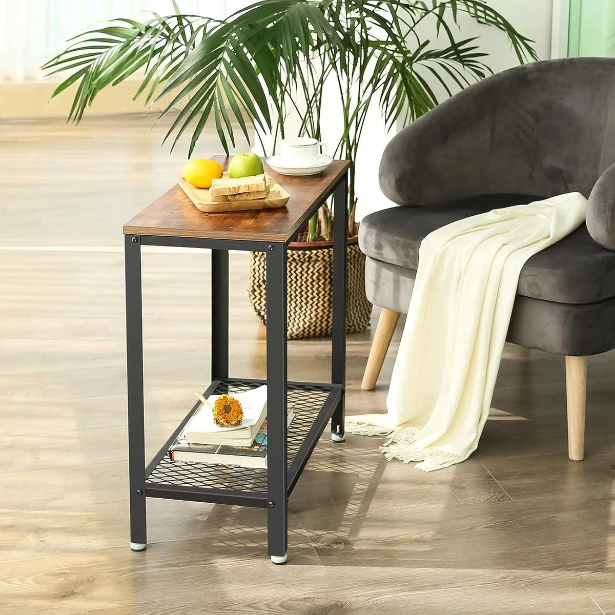 FurnStar bijzettafel - Industrieel Design - 60x30x60cm - Bruin