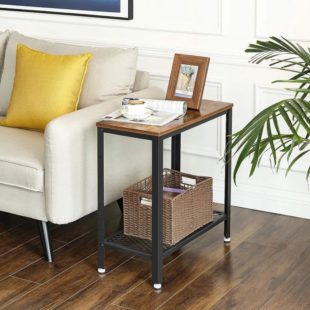 FurnStar bijzettafel - Industrieel Design - 60x30x60cm - Bruin
