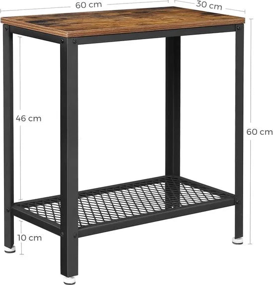 FurnStar bijzettafel - Industrieel Design - 60x30x60cm - Bruin