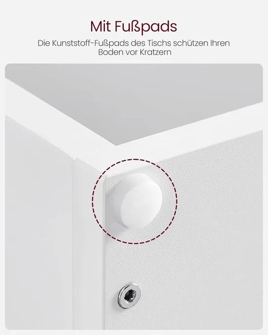 FurnStar Bijzettafel – Nachtkastje met open vak & plank – Verticaal of horizontaal te gebruiken – Kleine tafel met opbergruimte – Walnootbruin-Wit– 30 x 40 x 60 cm
