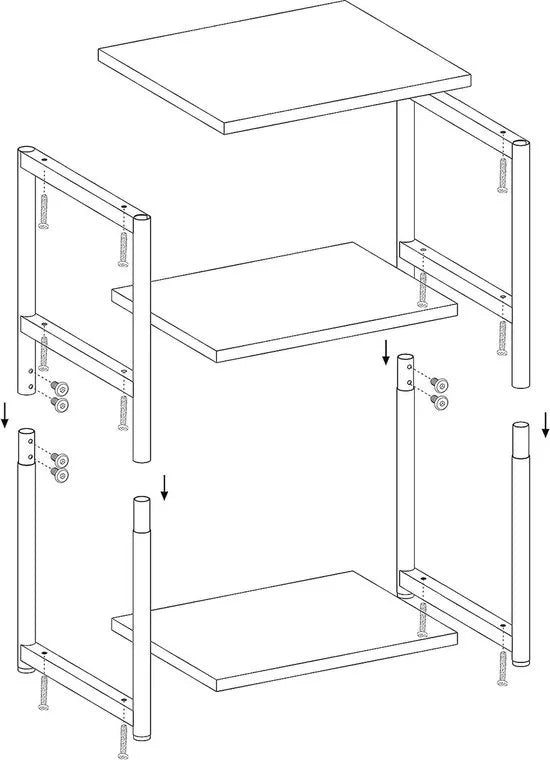 FurnStar - Bijzettafel - Tafel met 2 Opbergplanken - Slimme Hoge Tafel - Stalen Frame - Voor Woonkamer en Slaapkamer - Industrieel - 34x30x58cm - Bruin-Zwart - LET273B01