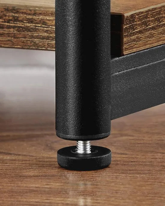 FurnStar - Bijzettafel - Tafel met 2 Opbergplanken - Slimme Hoge Tafel - Stalen Frame - Voor Woonkamer en Slaapkamer - Industrieel - 34x30x58cm - Bruin-Zwart - LET273B01