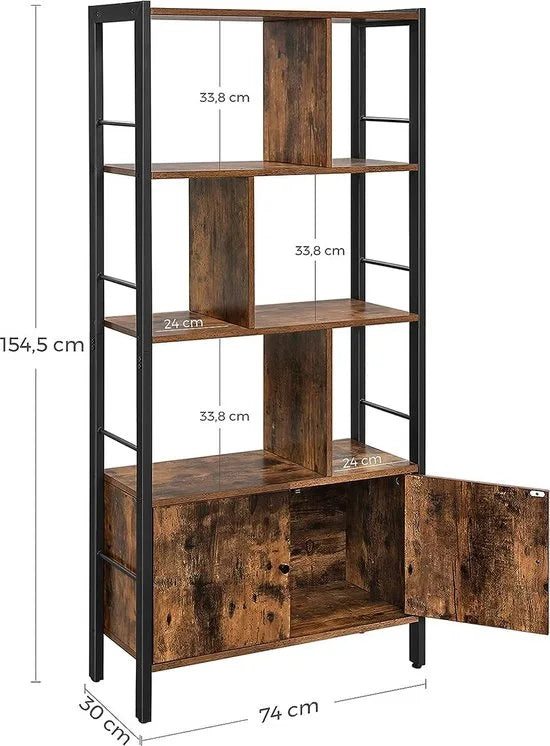 FurnStar - Boekenkast - 154.5x74x30cm - Bruin
