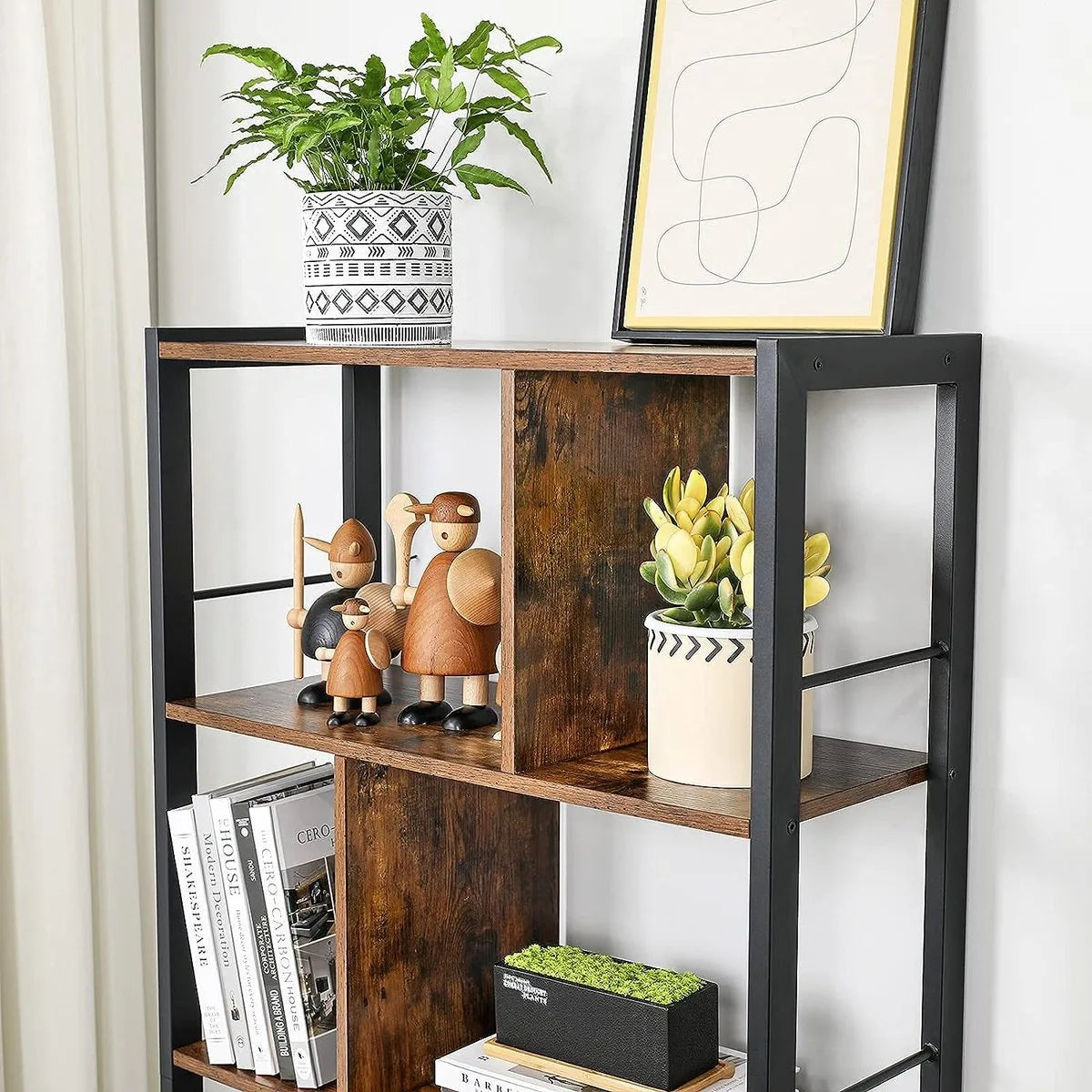 FurnStar - Boekenkast - 154.5x74x30cm - Bruin