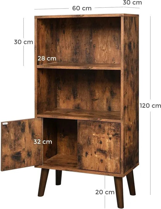FurnStar boekenkast - 2 planken - 60x30x120cm - Bruin