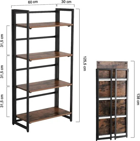FurnStar - Boekenkast - 4 Planken - 60.5x30.8x125cm - Bruin