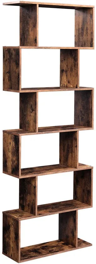 FurnStar - Boekenkast - 6 Laags Boekenkast - Opbergkast Verdeler Woonkamer - Slaapkamer - Kantoor Moderne Stijl - 190,5x70x24 cm - Rustiek Bruin