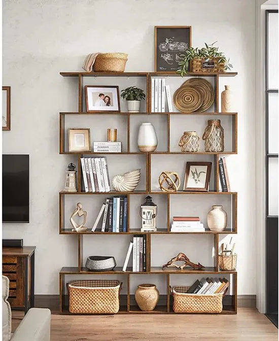 FurnStar - Boekenkast - 6 Laags Boekenkast - Opbergkast Verdeler Woonkamer - Slaapkamer - Kantoor Moderne Stijl - 190,5x70x24 cm - Rustiek Bruin