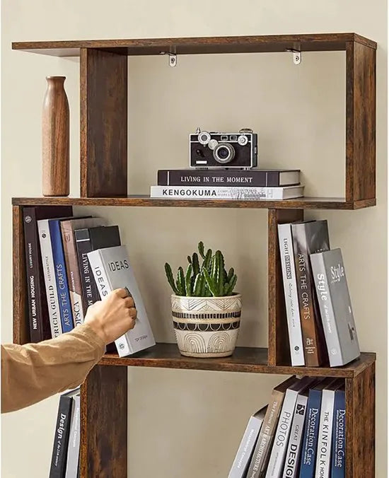 FurnStar - Boekenkast - 6 Laags Boekenkast - Opbergkast Verdeler Woonkamer - Slaapkamer - Kantoor Moderne Stijl - 190,5x70x24 cm - Rustiek Bruin