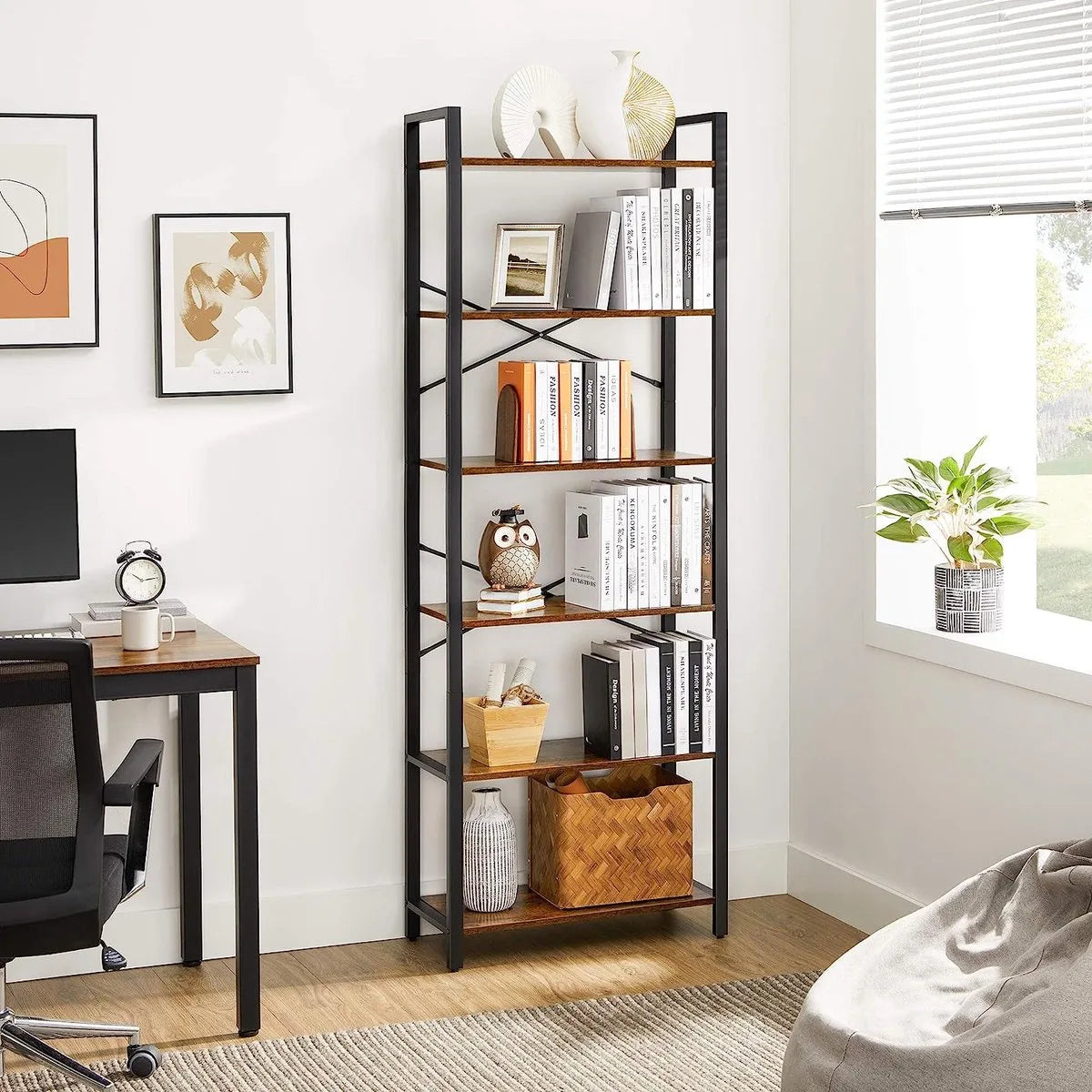FurnStar - Boekenkast - 66x30x186 cm - Bruin