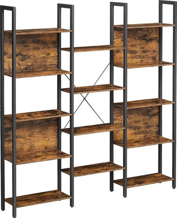 FurnStar - Boekenkast met 14 planken - 158x24x166 cm - Bruin