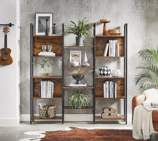 FurnStar - Boekenkast met 14 planken - 158x24x166 cm - Bruin