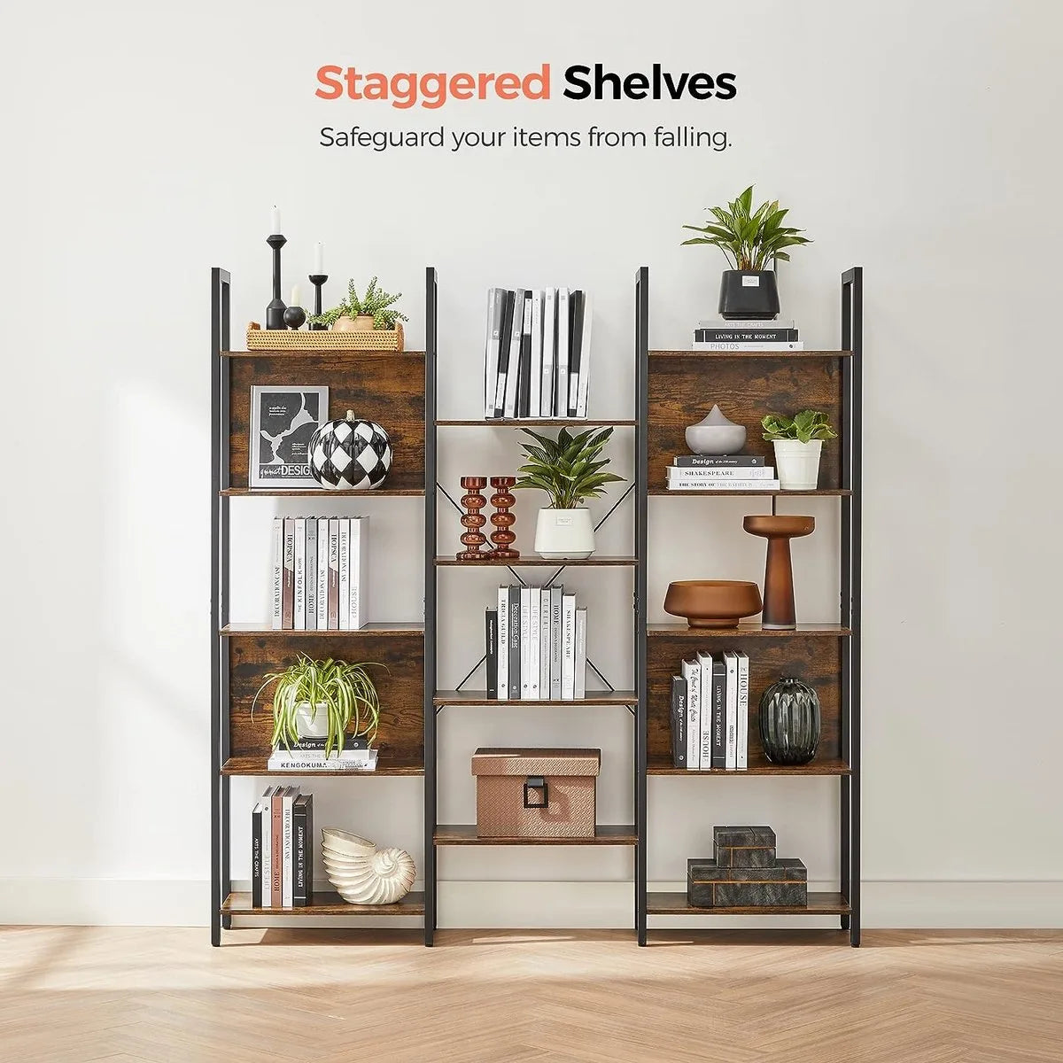 FurnStar - Boekenkast met 14 planken - 158x24x166 cm - Bruin