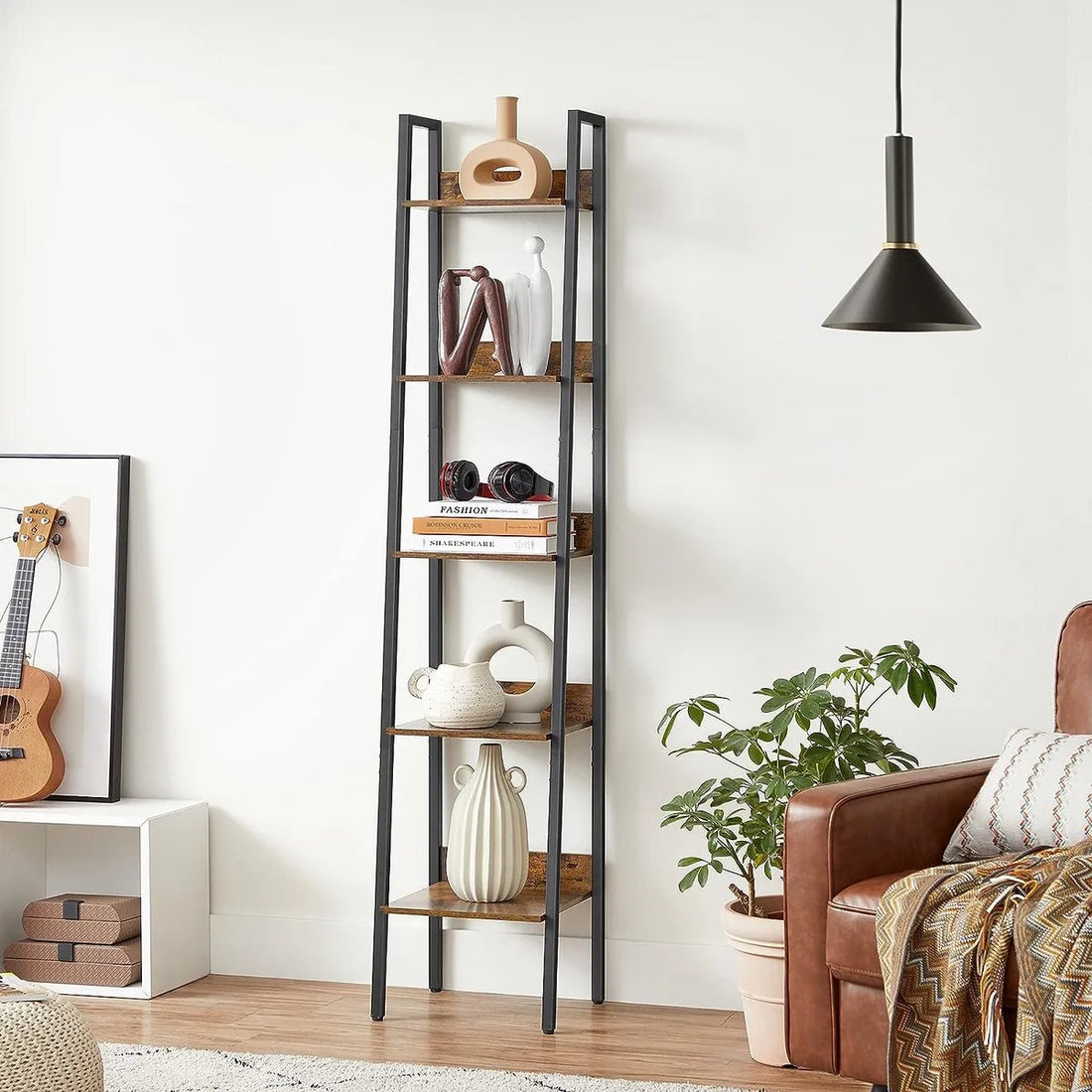 FurnStar - Boekenkast met 5 planken - 33.8x30x170cm - Bruin