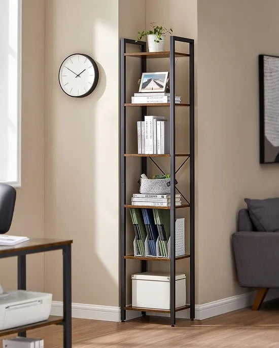 FurnStar - Boekenkast met 6 vakken - 40x30x187.5 cm - Bruin