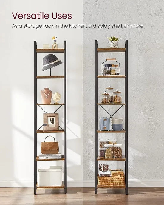 FurnStar - Boekenkast met 6 vakken - 40x30x187.5 cm - Bruin