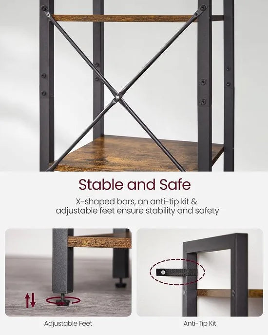 FurnStar - Boekenkast met 6 vakken - 40x30x187.5 cm - Bruin