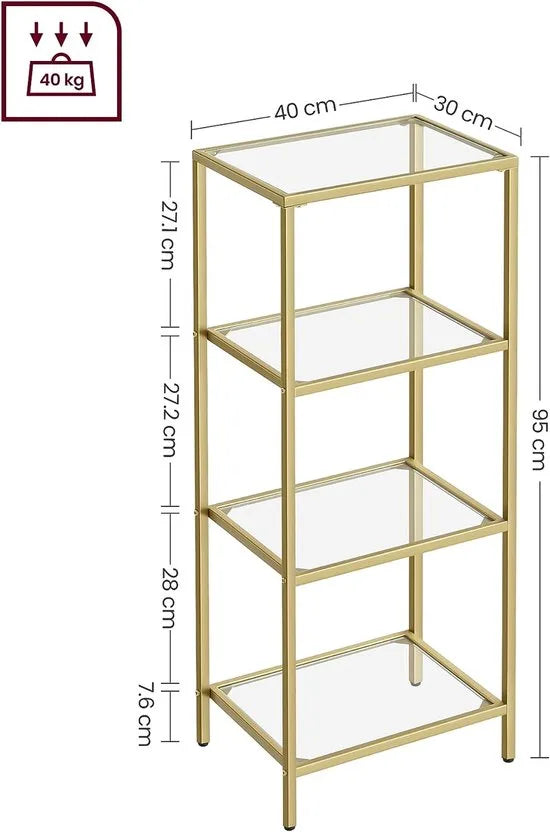 FurnStar - Boekenkast - Staande Vakkenkast - 40x30x95cm - Gold