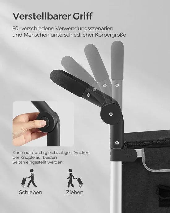 FurnStar Boodschappentrolley – Winkelwagen met Koelvak – Groot 35L – Inklapbaar – Boodschappentas met Wielen en Afneembare Tas – Zwart