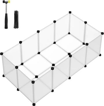 FurnStar - Buitenren Met Bodemplaten - Speelren Voor Cavia's - Gemaakt Van Kunststof - Hamsterhal - Konijnen Egelhuis - 143 x 73 x 46 cm - Wit
