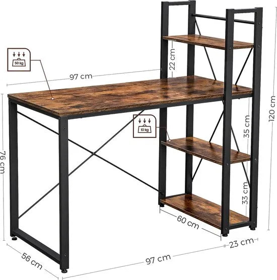 FurnStar bureau - Boekenkast - 120x119.3x60 cm - Bruin