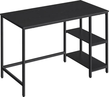FurnStar - Bureau - Computertafel - Pc-tafel - Bureautafel - Met 2 planken aan de rechter- of linkerkant - Voor kantoor - Woonkamer - Stalen frame - Industrieel design - 50D x 100B x 76H cm - Zwart.