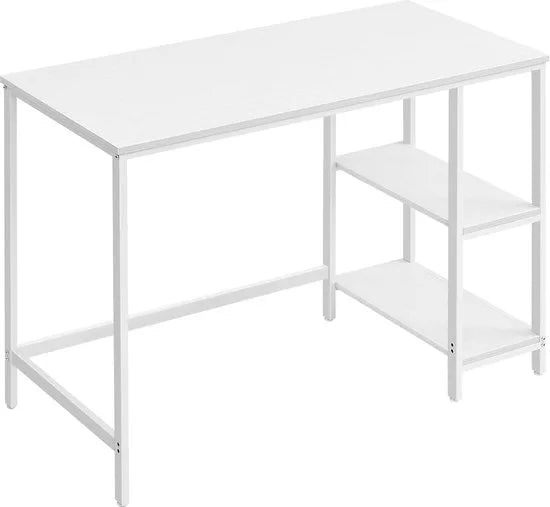 FurnStar - Bureau - Computertafel - Pc-tafel - Bureautafel - Met 2 planken aan de rechter- of linkerkant - Voor kantoor - Woonkamer - Stalen frame - Industrieel design - 50D x 100B x 76H cm - Esdoornwit