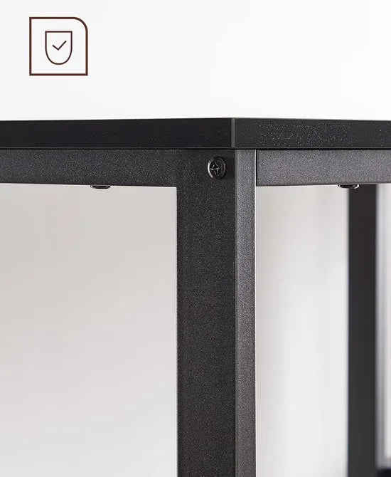 FurnStar - Bureau - Computertafel - Pc-tafel - Bureautafel - Met 2 planken aan de rechter- of linkerkant - Voor kantoor - Woonkamer - Stalen frame - Industrieel design - 60D x 120B x 76H cm - Ebbenzwart