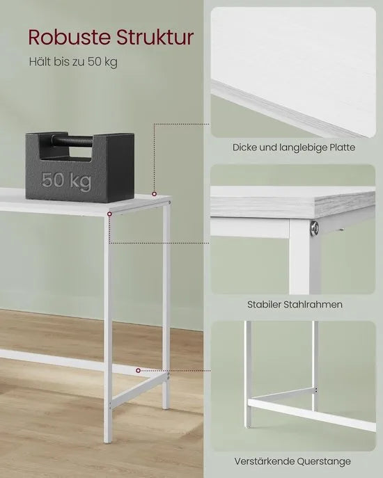 FurnStar - Bureau - Computertafel - Pc-tafel - Bureautafel - Met 2 planken aan de rechter- of linkerkant - Voor kantoor - Woonkamer - Stalen frame - Industrieel design - 50D x 100B x 76H cm - Esdoornwit