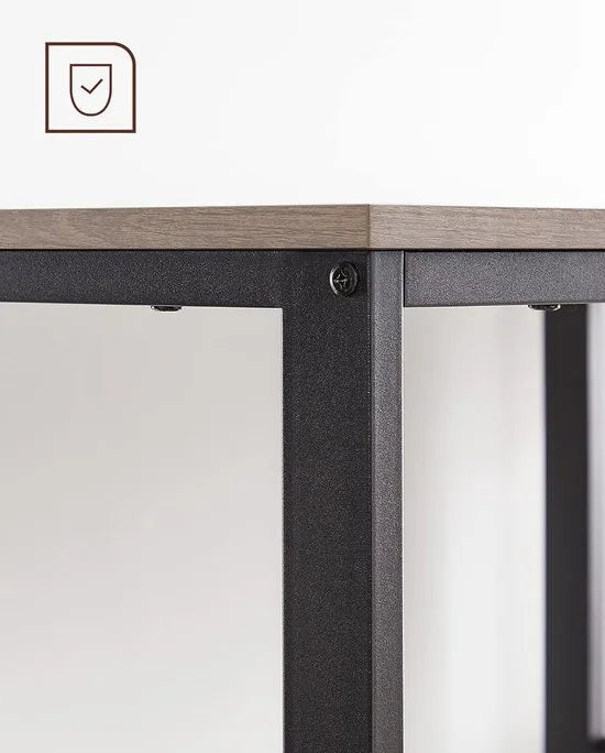 FurnStar - Bureau - Computertafel - Pc-tafel - Bureautafel - Met 2 planken aan de rechter- of linkerkant - Voor kantoor - Woonkamer - Stalen frame - Industrieel design - 60D x 120B x 76H cm - Ebbenzwart- Beige