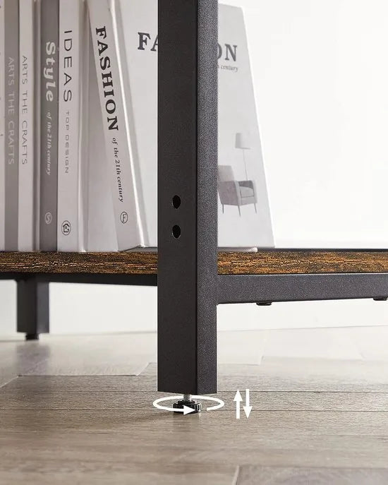 FurnStar - Bureau - computertafel - pc-tafel - bureautafel - met 2 planken rechts of links 120 x 60 x 75 cm - voor kantoor - woonkamer - stalen frame - industrieel ontwerp - vintage bruin-zwart