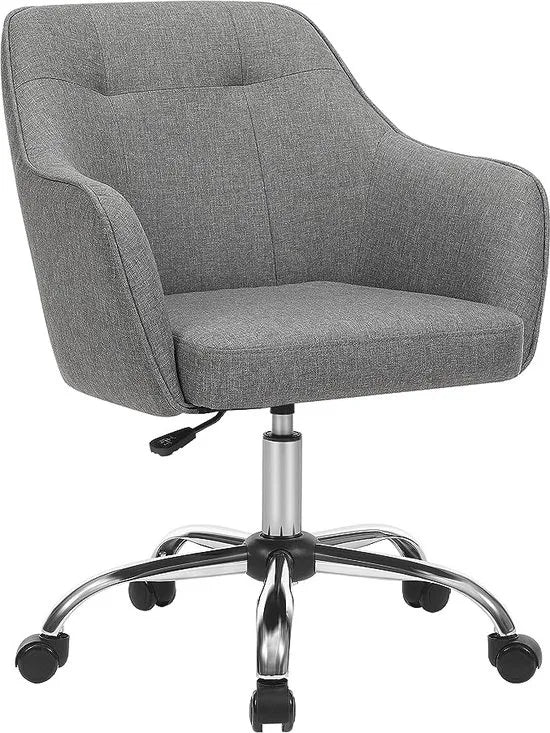 FurnStar - Bureaustoel - Comfortabele Draaistoel - Ergonomische Zitting - In Hoogte Verstelbaar - Belasting 120kg - Stalen Frame - Imitatie Linnen Kantoor - Grijs