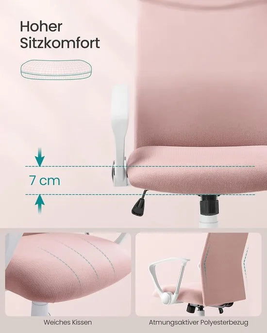 FurnStar Bureaustoel – Ergonomische Draaistoel met Gevoerde Zitting – In Hoogte Verstelbaar & Kantelbaar – Belastbaar tot 120 kg – Grijs